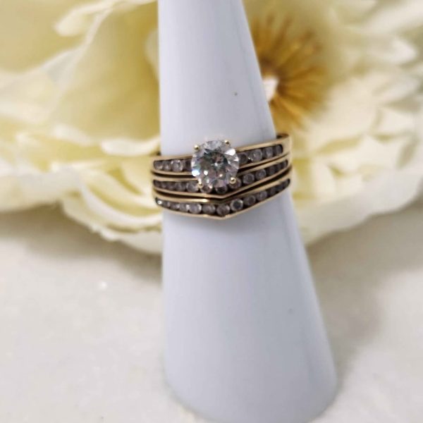 LADIES 9CT YELLOW GOLD BRIDAL RING SER (3) #GN370953 - Image 7