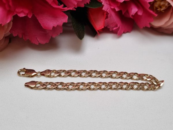 9ct Yellow Gold Double Curb Link Bracelet TW331241 - Image 7