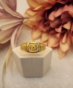 Men's 18CT Yellow Gold Clock Face Ring - IP369418
