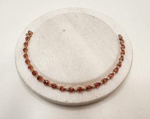 Ladies 14CT Rose Gold Bracelet with Orange Sapphires and Diamonds - IP304965 - Image 15