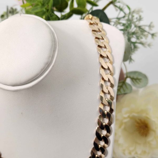 MENS 9CT YELLOW GOLD FLAT LINK NECKLACE #GN671069 - Image 5