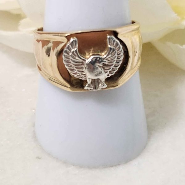 MENS 9CT YELLOW GOLD RING (EAGLE) #GN370814 - Image 8