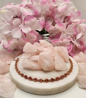 Ladies 14CT Rose Gold Bracelet with Orange Sapphires and Diamonds - IP304965