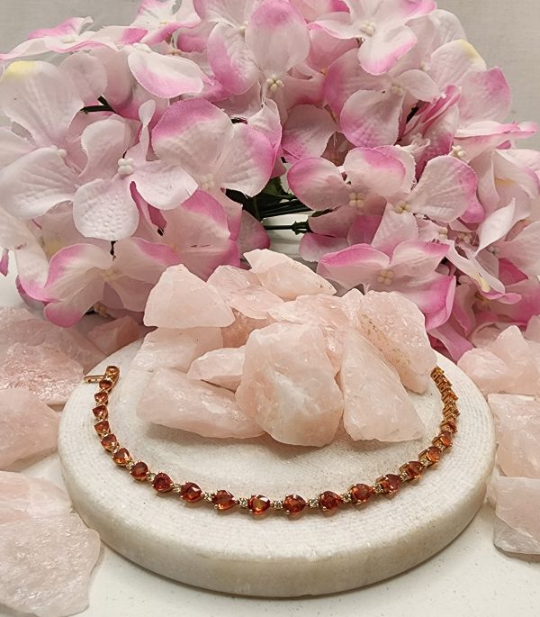 Ladies 14CT Rose Gold Bracelet with Orange Sapphires and Diamonds - IP304965