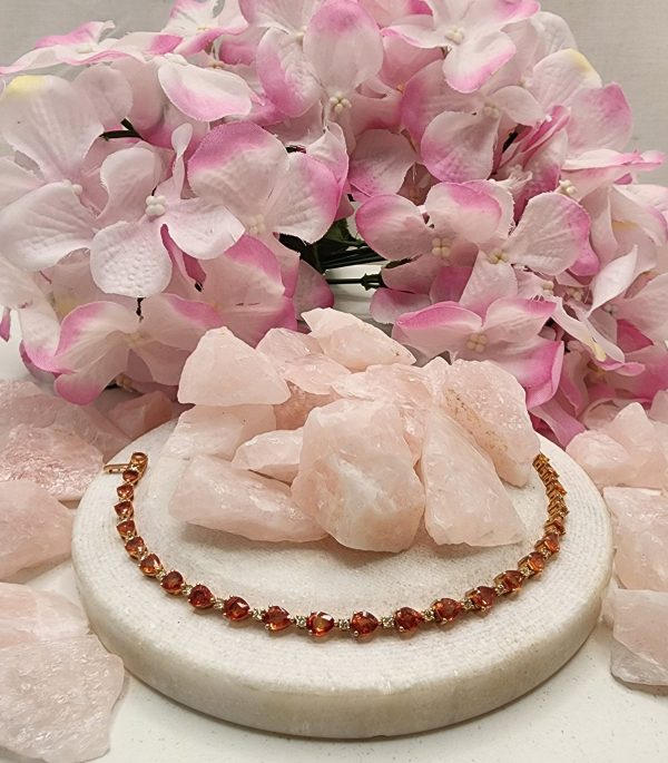 Ladies 14CT Rose Gold Bracelet with Orange Sapphires and Diamonds - IP304965 - Image 12