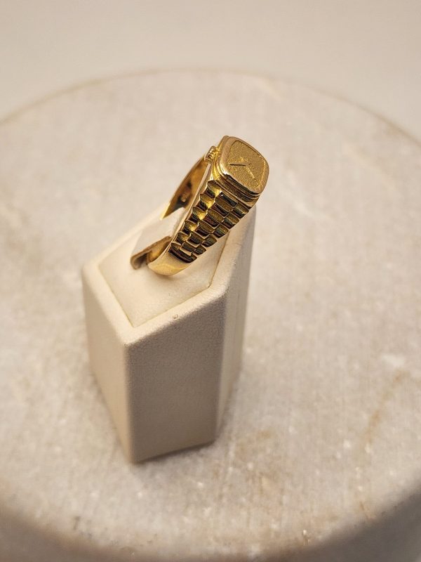 Men's 18CT Yellow Gold Clock Face Ring - IP369418 - Image 11