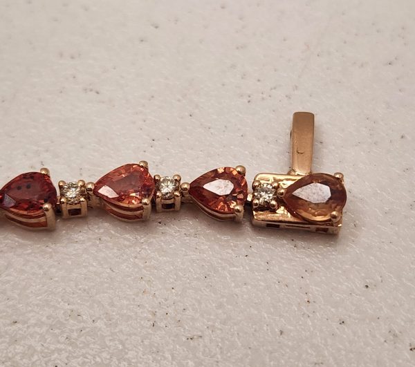Ladies 14CT Rose Gold Bracelet with Orange Sapphires and Diamonds - IP304965 - Image 19