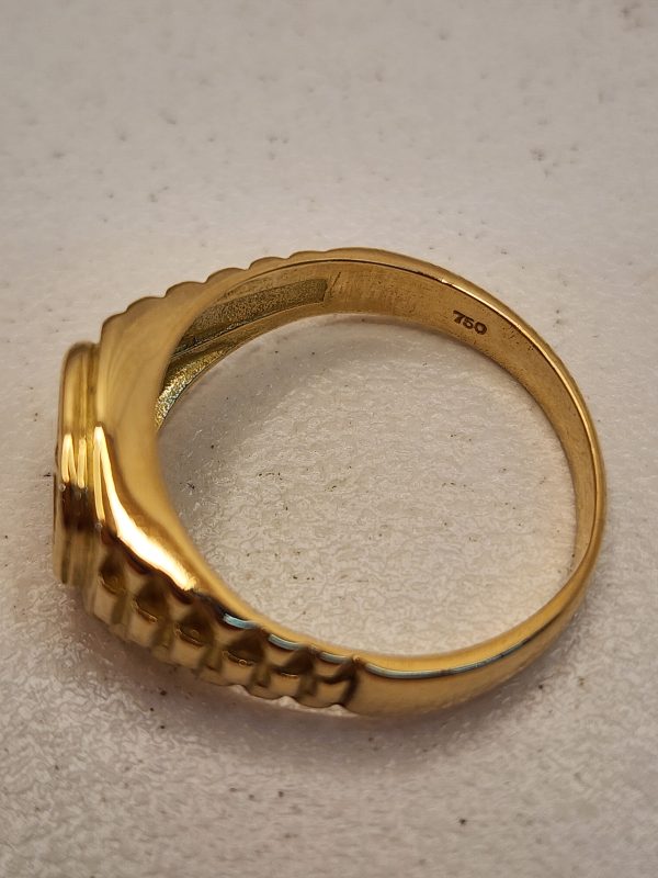 Men's 18CT Yellow Gold Clock Face Ring - IP369418 - Image 4