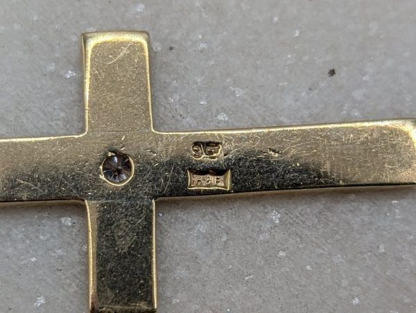 Unisex 9CT Yellow Gold Cross with Diamond Necklace (21.06gms) - BP364770 - Image 6