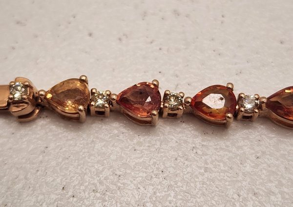 Ladies 14CT Rose Gold Bracelet with Orange Sapphires and Diamonds - IP304965 - Image 18