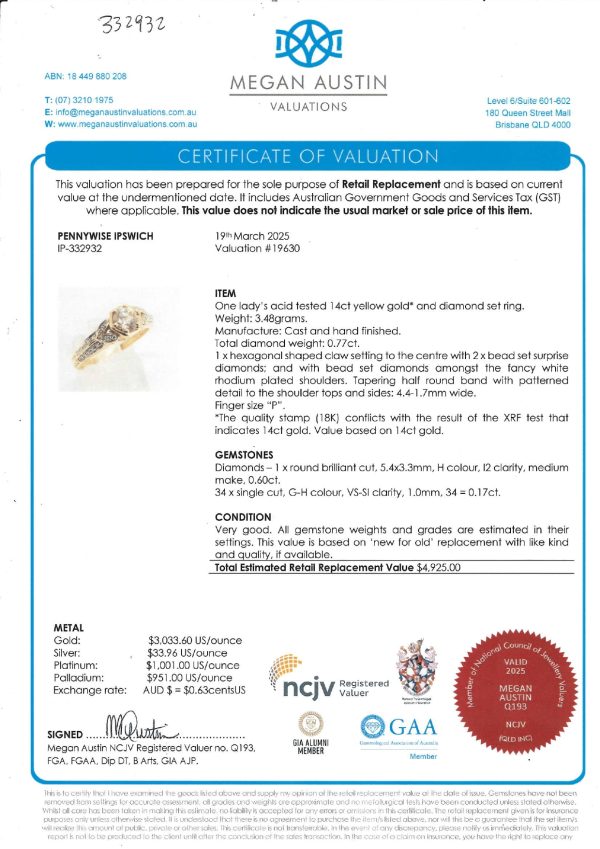 Valuated Ladies 14CT Yellow Gold Diamond Ring - IP332932 - Image 11