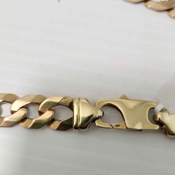 MENS 9CT YELLOW GOLD FLAT LINK NECKLACE #GN671069 - Image 6