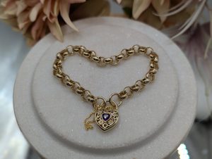 Ladies 9ct Yellow Gold Heart Locket Belcher Chain Bracelet (15.3gms) - BP367740