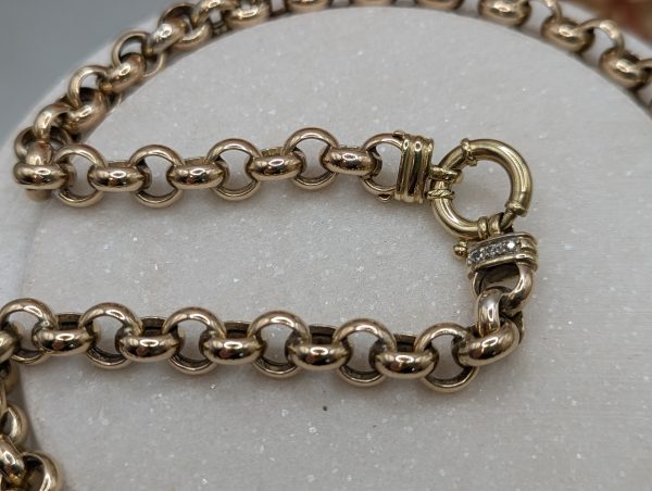 Ladies 9CT Yellow Gold CZ Belcher Chain Necklace (46.3gms)*REDUCED PRICE* - BP296414 - Image 3