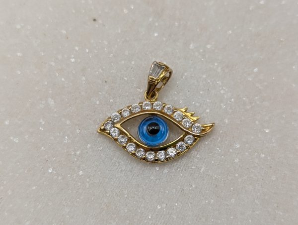 Ladies 21CT Yellow Gold & CZ Evil Eye Pendant (3.0gms) - BP320950 - Image 2