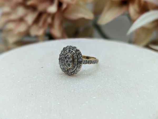Ladies 9CT Yellow Gold Diamond Cluster Dress Ring (3.0gms) - BP296413