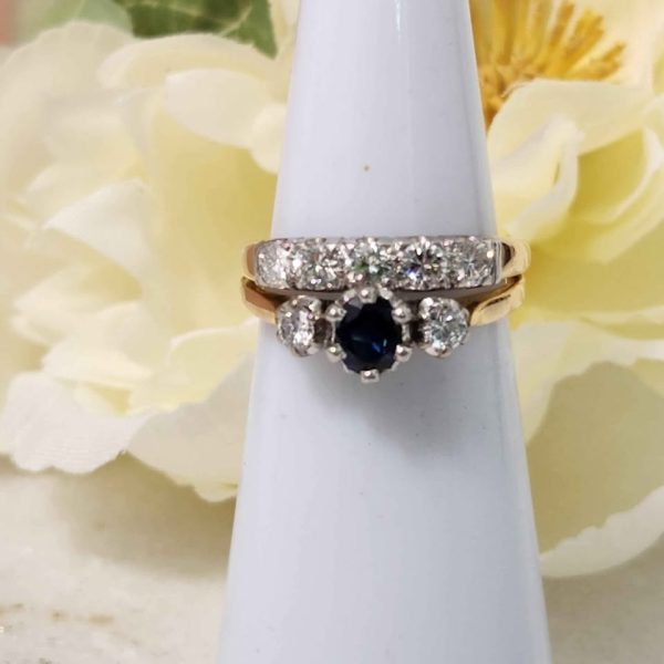 LADIES 18CT YELLOW/PLATINUM RING SET #GN370797 - Image 8