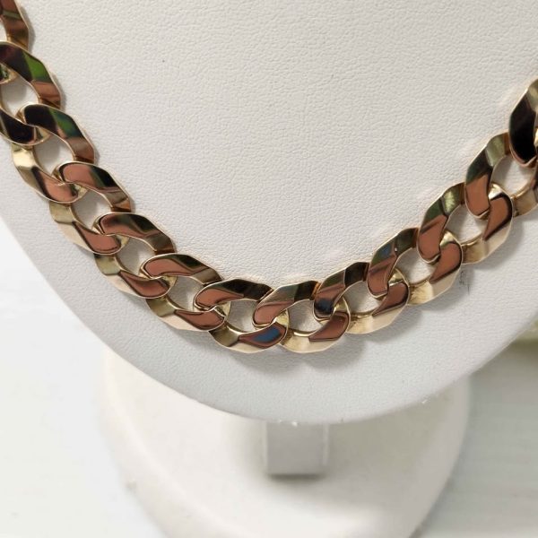 MENS 9CT YELLOW GOLD FLAT LINK NECKLACE #GN671069 - Image 3