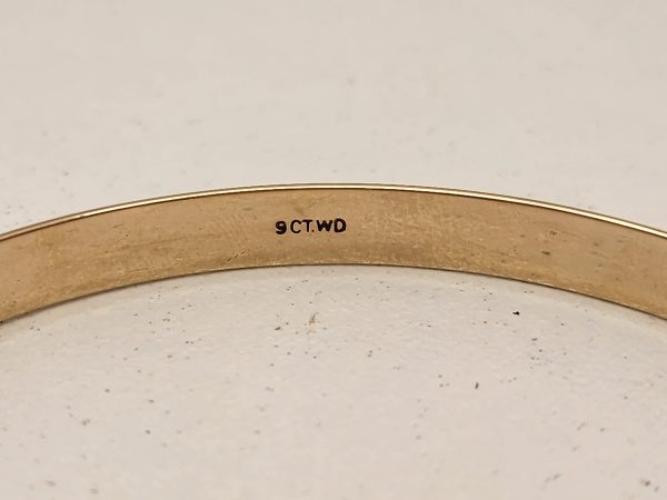 Ladies 9CT Yellow Gold Engraved Heart Design Bangle - IP347329 - Image 4