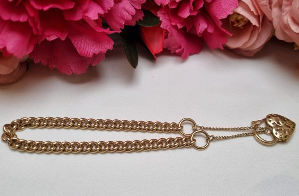 9ct Yellow Gold Heart Locket Curb Link Bracelet TW350392 - Image 5