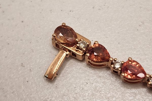 Ladies 14CT Rose Gold Bracelet with Orange Sapphires and Diamonds - IP304965 - Image 5