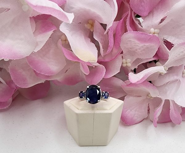 Ladies 14CT White Gold Ring with Sapphires and Diamonds - IP304968 - Image 13