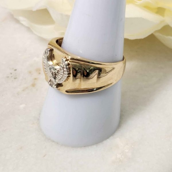 MENS 9CT YELLOW GOLD RING (EAGLE) #GN370814 - Image 6