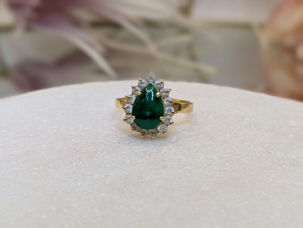 Lady's 18CT Yellow Gold, Green and Clear Stone Dress Ring (3.0gms) - BP369692 - Image 2