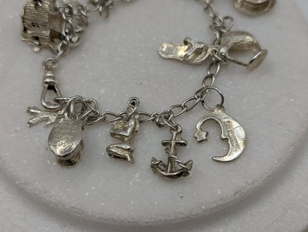 Ladies 925CT Silver Dangly Charm Bracelet (28gms) - BP376974 - Image 2