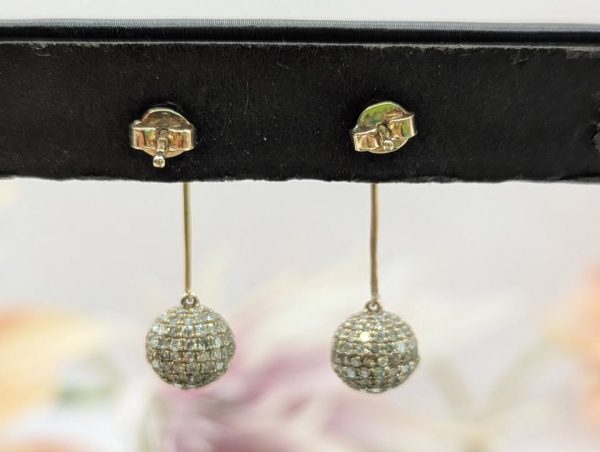 Ladies 9CT Yellow Gold Diamond Ball Earrings (3.4gms) - BP345126 - Image 3