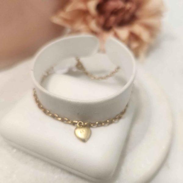 9CT Yellow Gold Bracelet with Heart Pendant - GN333020 - Image 4