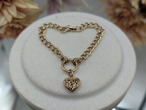 Ladies 9CT Yellow Gold Heart Bracelet (21.1gms) - BP299775
