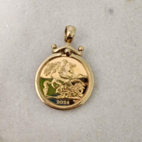 MICHAEL HILL 22CT YELLOW GOLD SOVEREIGN WITH 10CT HOLDER/CLASP #GN375393 - Image 9