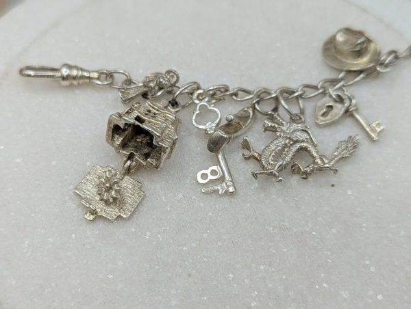 Ladies 925CT Silver Dangly Charm Bracelet (28gms) - BP376974 - Image 6