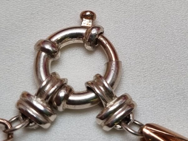 9ct Rose Gold and Silver Barrel Link Necklace TW359982 - Image 6