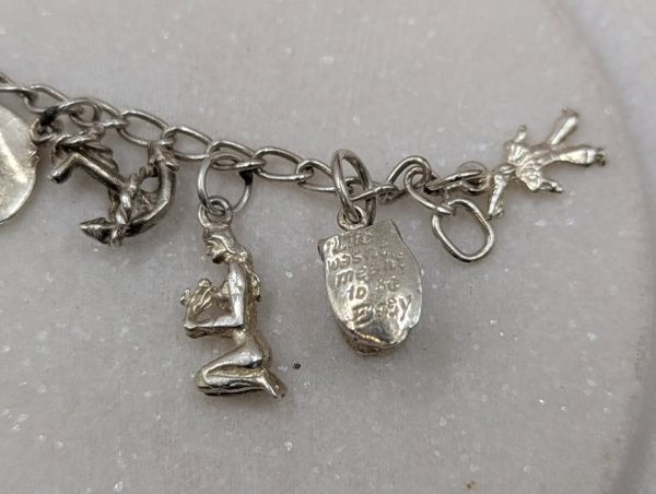 Ladies 925CT Silver Dangly Charm Bracelet (28gms) - BP376974 - Image 8