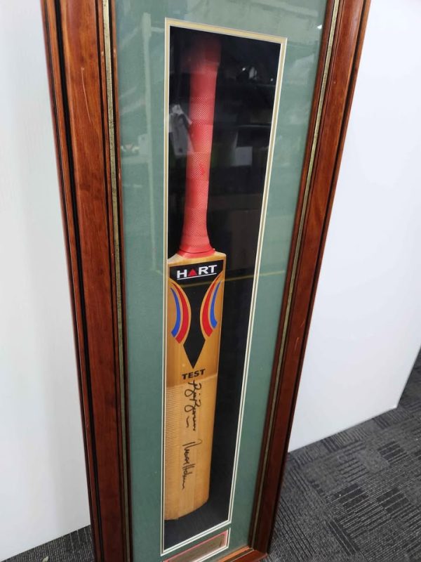 Bill Brown and Trevor Hohns Signed Cricket Bat Framed Memorabilia - BP368349 - Image 2