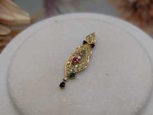 Lady's 18CT Yellow Gold, Diamond, Ruby, Emerald and Sapphire Dangle Pendant (6.0gms) - BP305388-1
