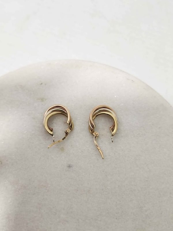9CT YELLOW GOLD P EARRINGS (3 TONED) #GN376245 - Image 3
