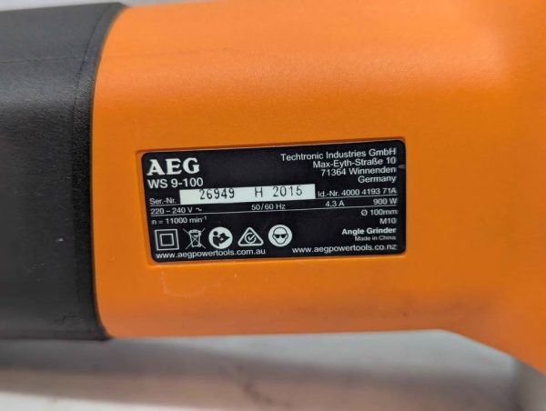 AEG 100mm Angle Grinder (WS-9-100) - BP376454 - Image 3