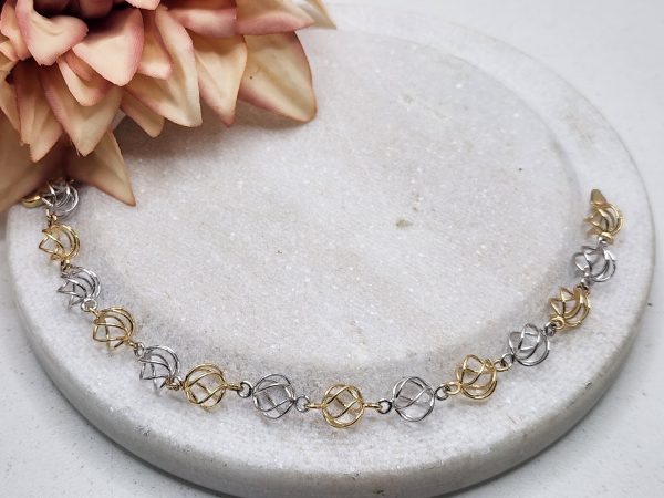 Ladies 9CT Yellow And White Gold Orb Bracelet - IP334911 - Image 2