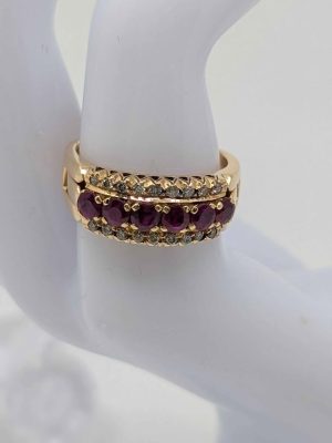18ct Gold Two Piece Set Ruby & Diamond Rings - BL335129