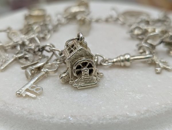 Ladies 925CT Silver Dangly Charm Bracelet (28gms) - BP376974 - Image 5
