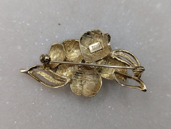 Ladies 9CT Yellow Gold CZ Frangipani Brooch (5.3gms) - BP375717 - Image 3