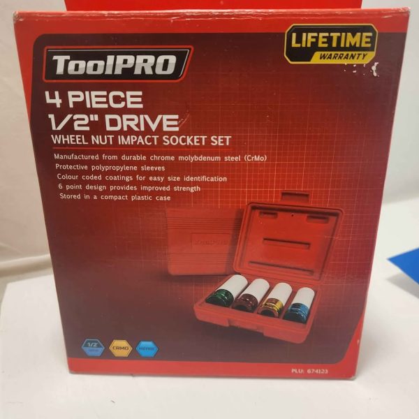 TOOL PRO 4 PIECE 1.2' DRIVE WHEEL NUT IMPACT SOCKET SET #GN377065 - Image 7