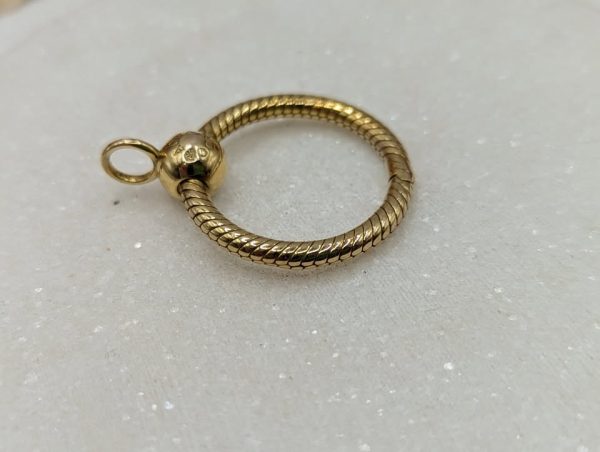 Ladies Pandora 9CT Gold Plated Silver Hoop Pendant (4.9gms) - BP348915 - Image 2