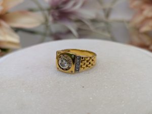Men's 22CT Yellow Gold and CZ Watch Style Ring (9.8gms) - BP356221