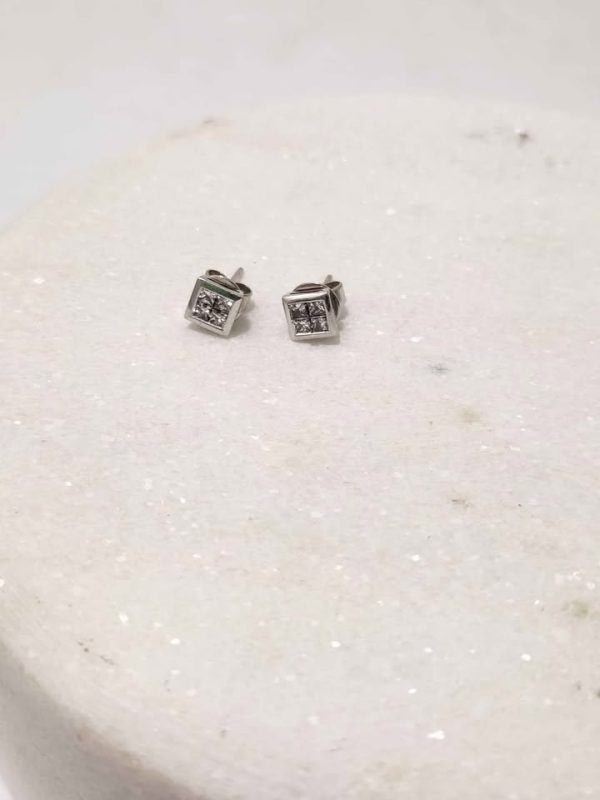 18CT WHITE GOLD P EARRINGS #GN374602 - Image 7