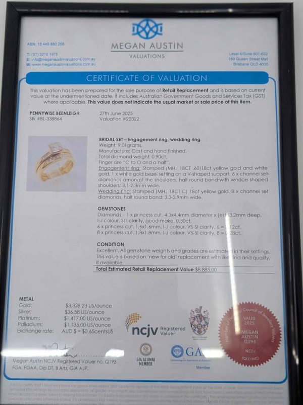 Ladies 18ct Gold Bridal Engagement and Wedding Ring - BL338864 - Image 10