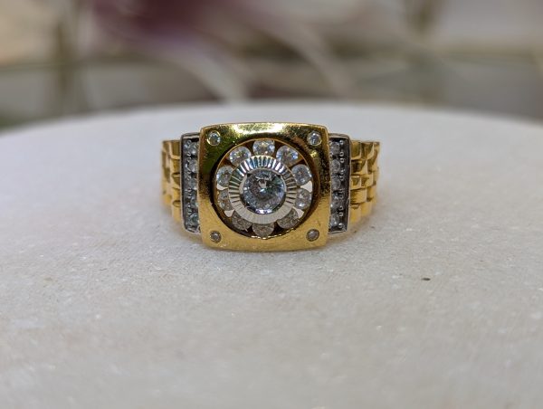 Men's 22CT Yellow Gold and CZ Watch Style Ring (9.8gms) - BP356221 - Image 2